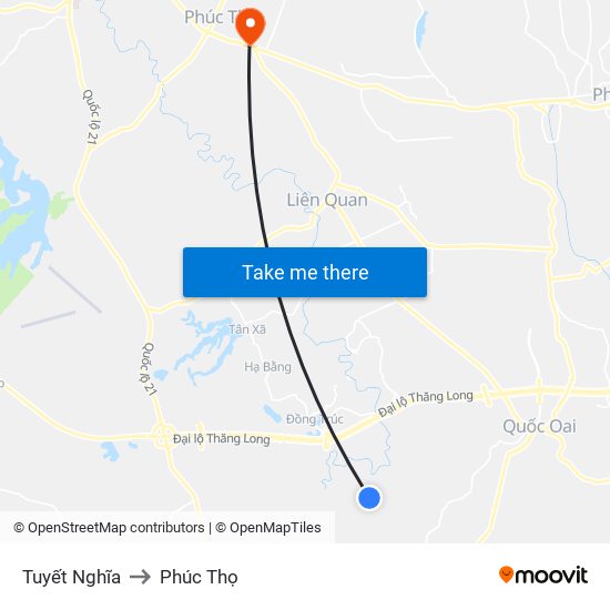 Tuyết Nghĩa to Phúc Thọ map