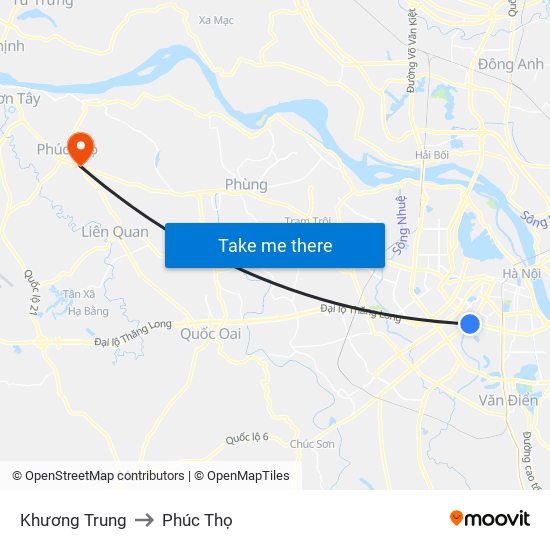 Khương Trung to Phúc Thọ map