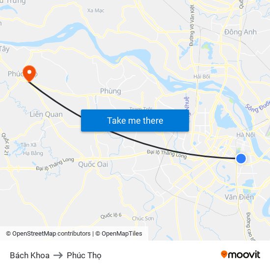 Bách Khoa to Phúc Thọ map