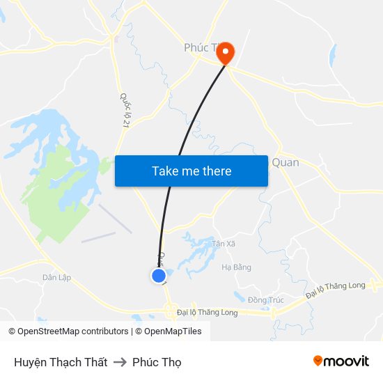 Huyện Thạch Thất to Phúc Thọ map