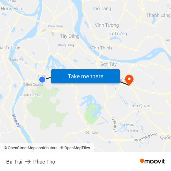 Ba Trại to Phúc Thọ map