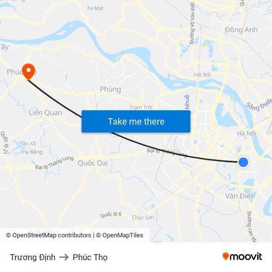 Trương Định to Phúc Thọ map