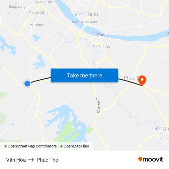 Vân Hòa to Phúc Thọ map