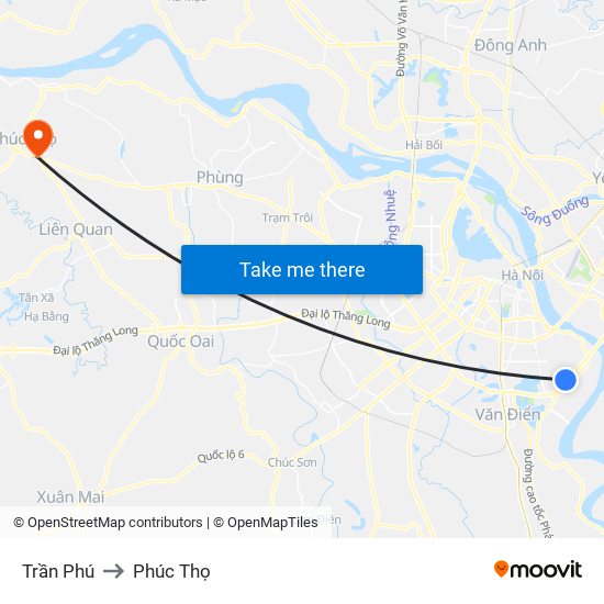 Trần Phú to Phúc Thọ map