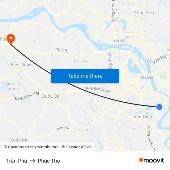 Trần Phú to Phúc Thọ map