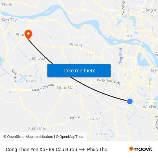 Cổng Thôn Yên Xá - 89 Cầu Bươu to Phúc Thọ map