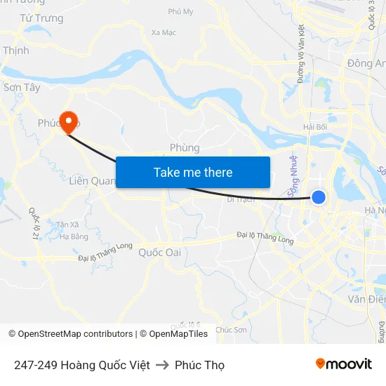 247-249 Hoàng Quốc Việt to Phúc Thọ map