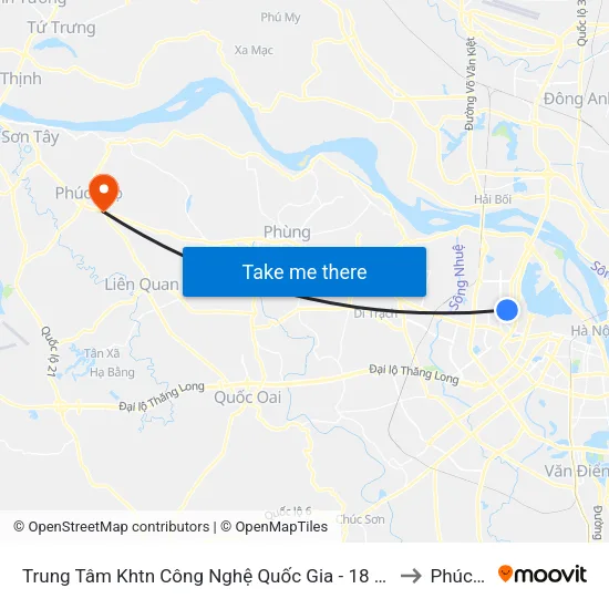 Trung Tâm Khtn Công Nghệ Quốc Gia - 18 Hoàng Quốc Việt to Phúc Thọ map
