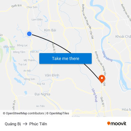 Quảng Bị to Phúc Tiến map