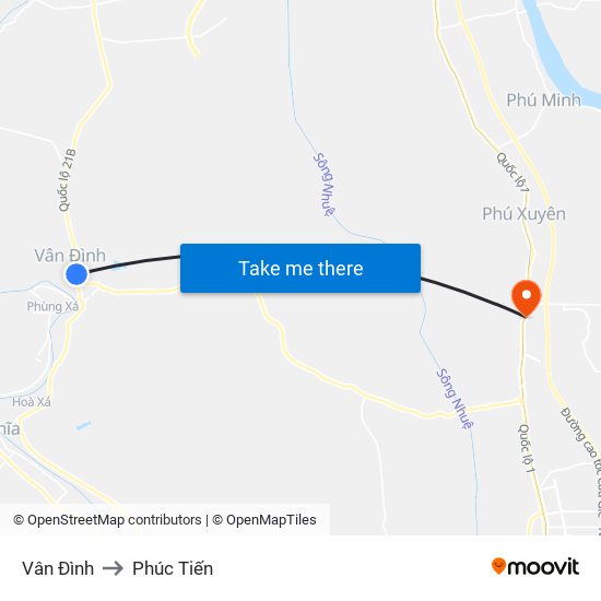 Vân Đình to Phúc Tiến map