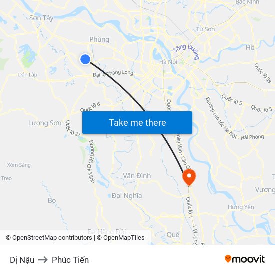 Dị Nậu to Phúc Tiến map