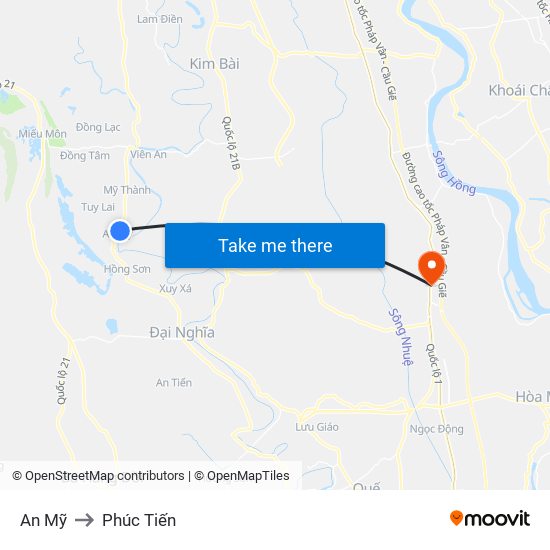 An Mỹ to Phúc Tiến map