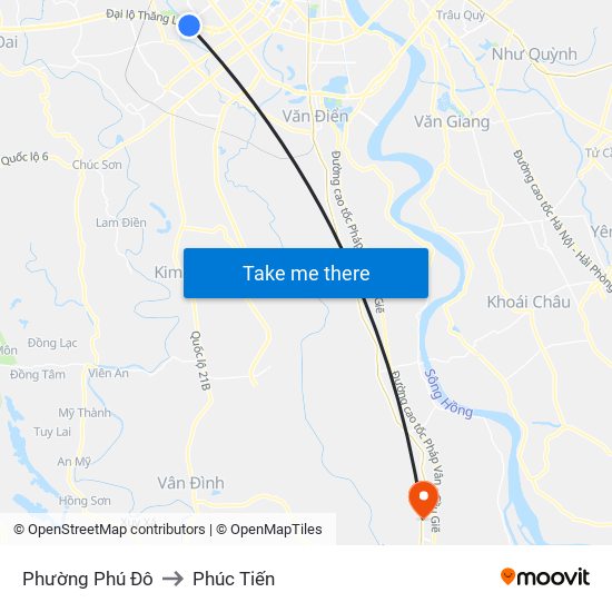 Phường Phú Đô to Phúc Tiến map