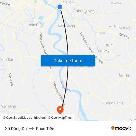 Xã Đông Dư to Phúc Tiến map