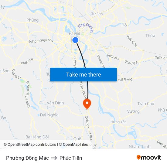 Phường Đống Mác to Phúc Tiến map