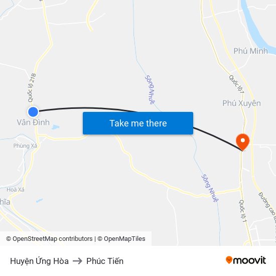 Huyện Ứng Hòa to Phúc Tiến map