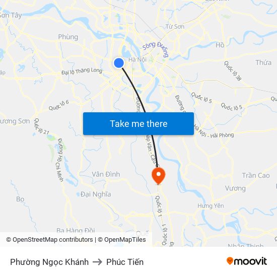 Phường Ngọc Khánh to Phúc Tiến map