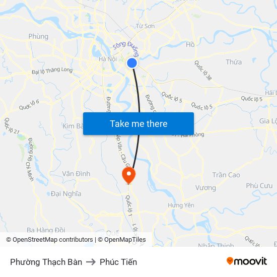 Phường Thạch Bàn to Phúc Tiến map