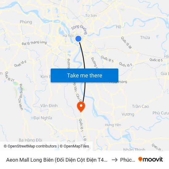 Aeon Mall Long Biên (Đối Diện Cột Điện T4a/2a-B Đường Cổ Linh) to Phúc Tiến map