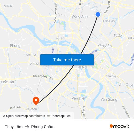 Thuỵ Lâm to Phụng Châu map