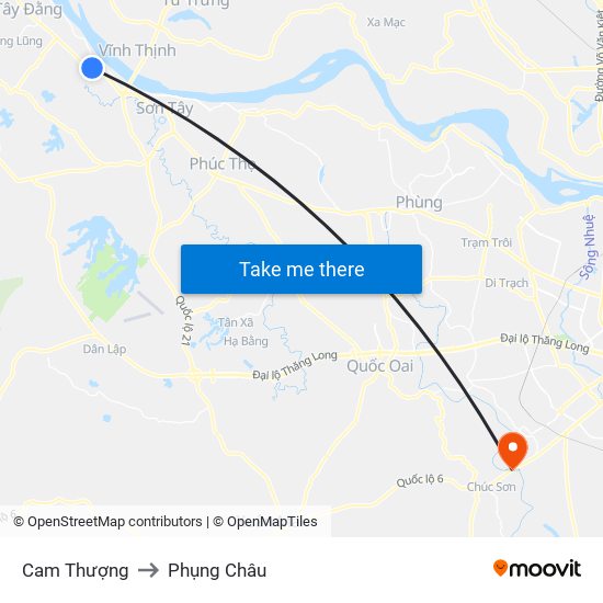 Cam Thượng to Phụng Châu map