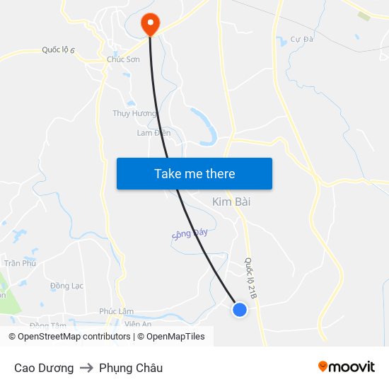 Cao Dương to Phụng Châu map