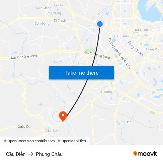 Cầu Diễn to Phụng Châu map