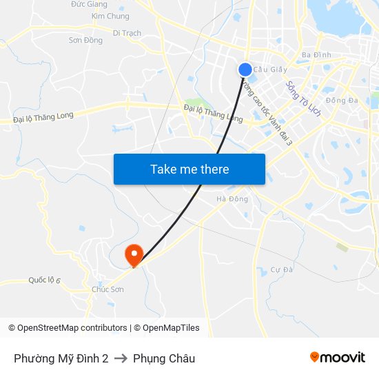 Phường Mỹ Đình 2 to Phụng Châu map