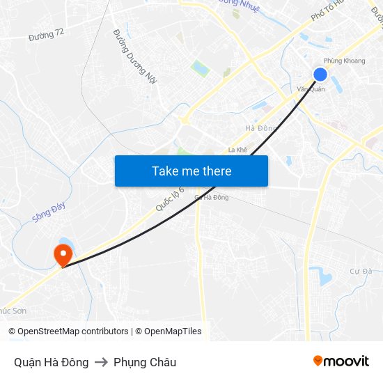 Quận Hà Đông to Phụng Châu map