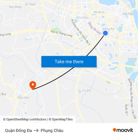 Quận Đống Đa to Phụng Châu map