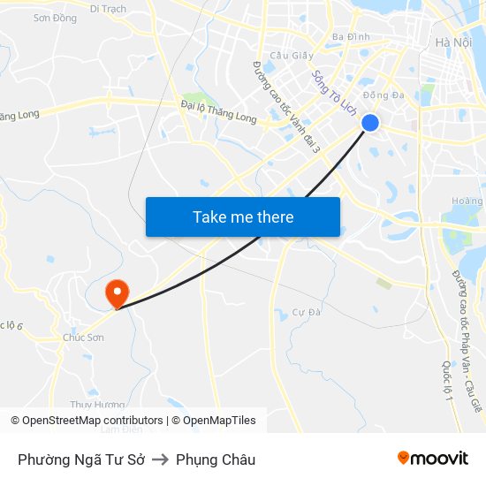 Phường Ngã Tư Sở to Phụng Châu map