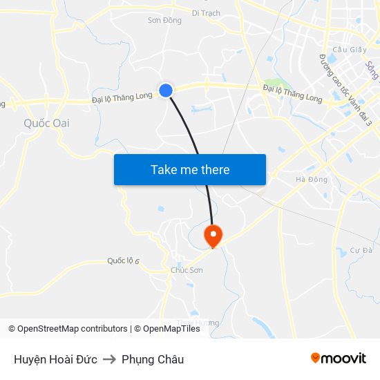 Huyện Hoài Đức to Phụng Châu map