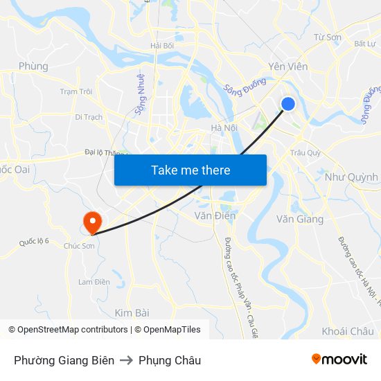 Phường Giang Biên to Phụng Châu map