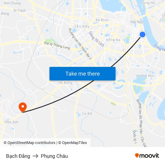 Bạch Đằng to Phụng Châu map