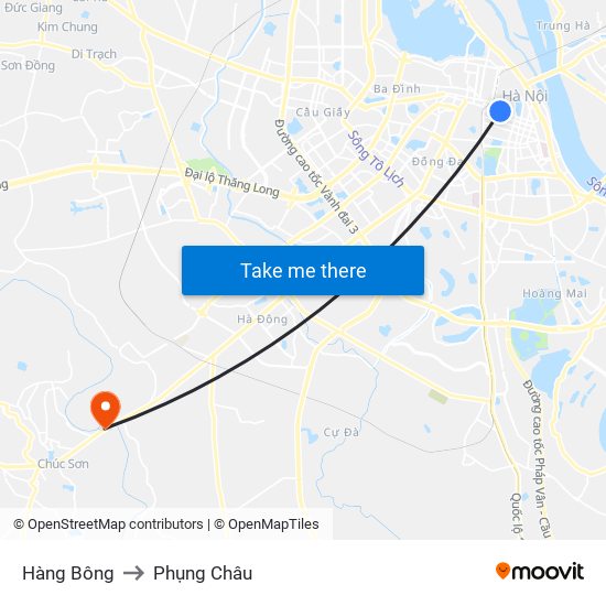 Hàng Bông to Phụng Châu map