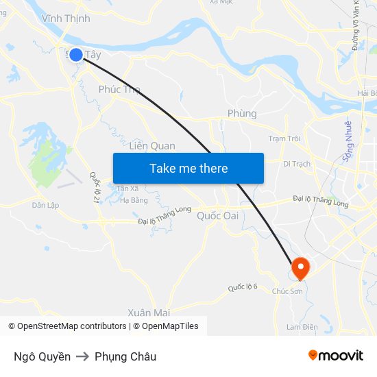 Ngô Quyền to Phụng Châu map