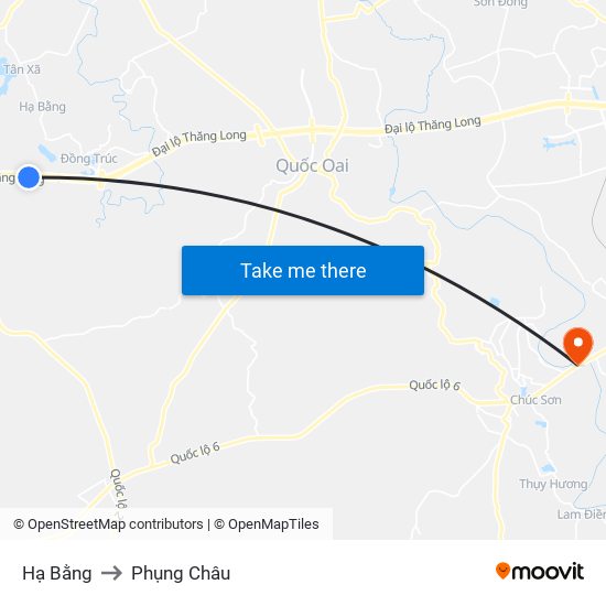 Hạ Bằng to Phụng Châu map