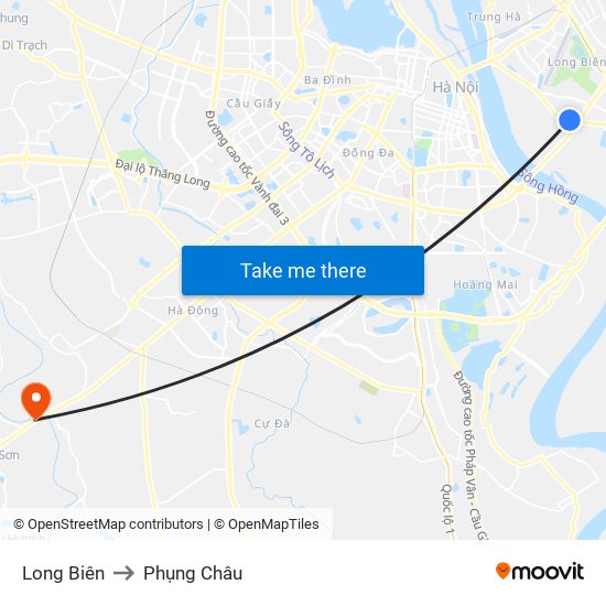Long Biên to Phụng Châu map