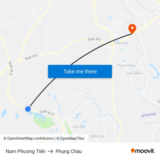 Nam Phương Tiến to Phụng Châu map