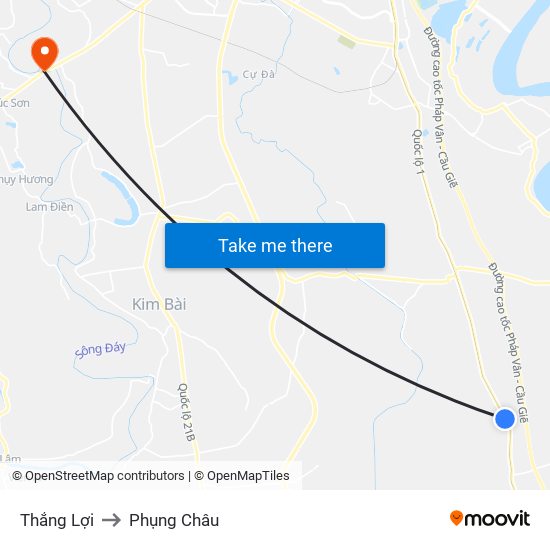 Thắng Lợi to Phụng Châu map