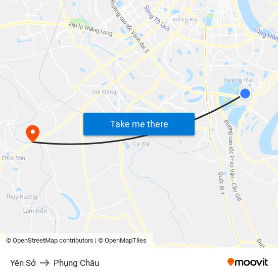 Yên Sở to Phụng Châu map