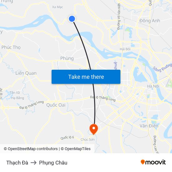 Thạch Đà to Phụng Châu map