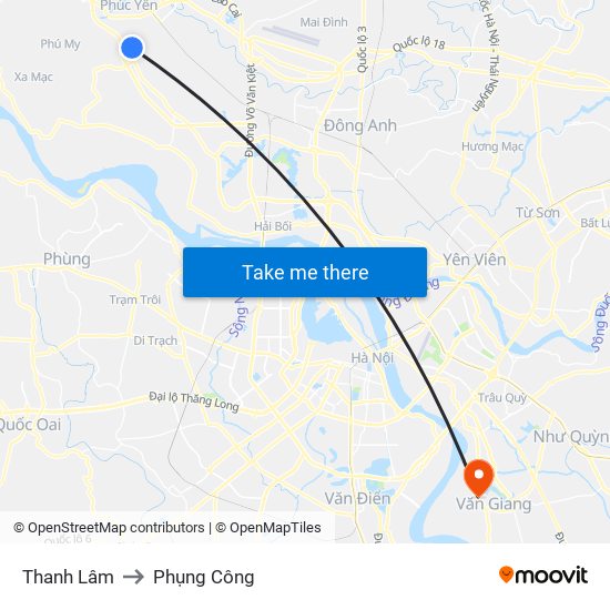 Thanh Lâm to Phụng Công map