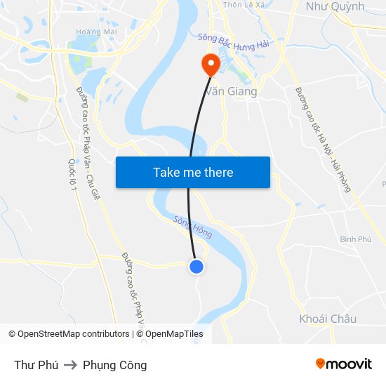 Thư Phú to Phụng Công map