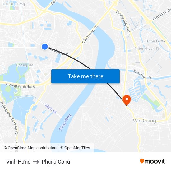 Vĩnh Hưng to Phụng Công map