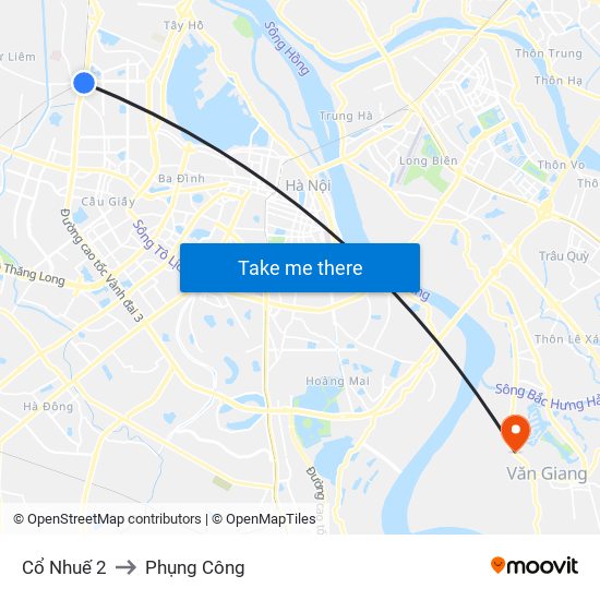 Cổ Nhuế 2 to Phụng Công map