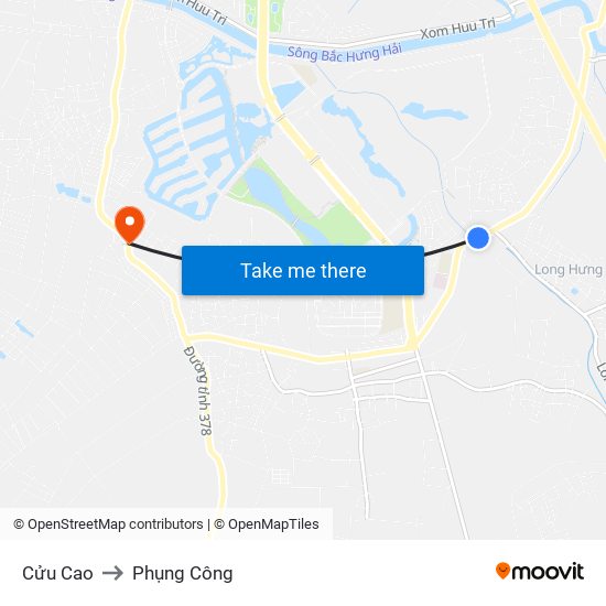 Cửu Cao to Phụng Công map