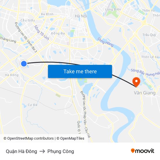 Quận Hà Đông to Phụng Công map