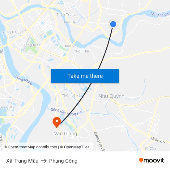 Xã Trung Mầu to Phụng Công map