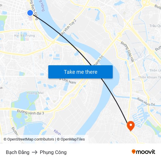 Bạch Đằng to Phụng Công map